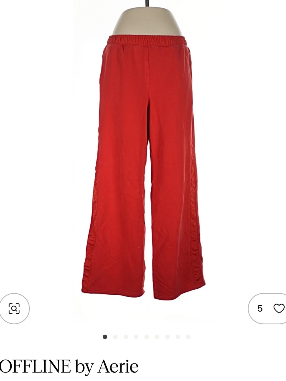 aerie Bright Red Wide-Leg Lounge Pants - Picture 2 of 9